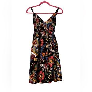 Black Sleeveless Multi Colored Paisley Dress Women’s